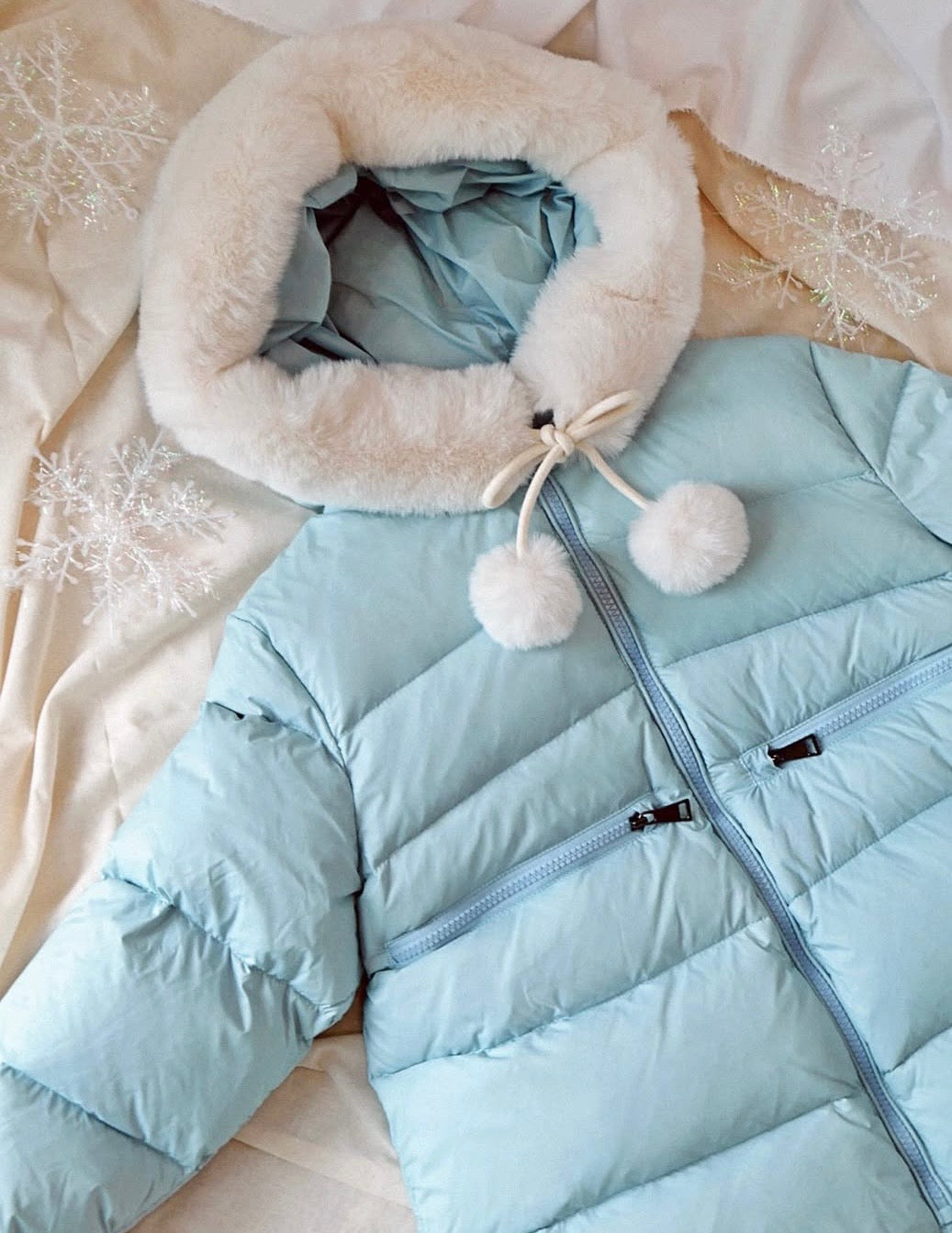 Mes Kids x Pulev 26AW Pompom Down Jacket milk soda