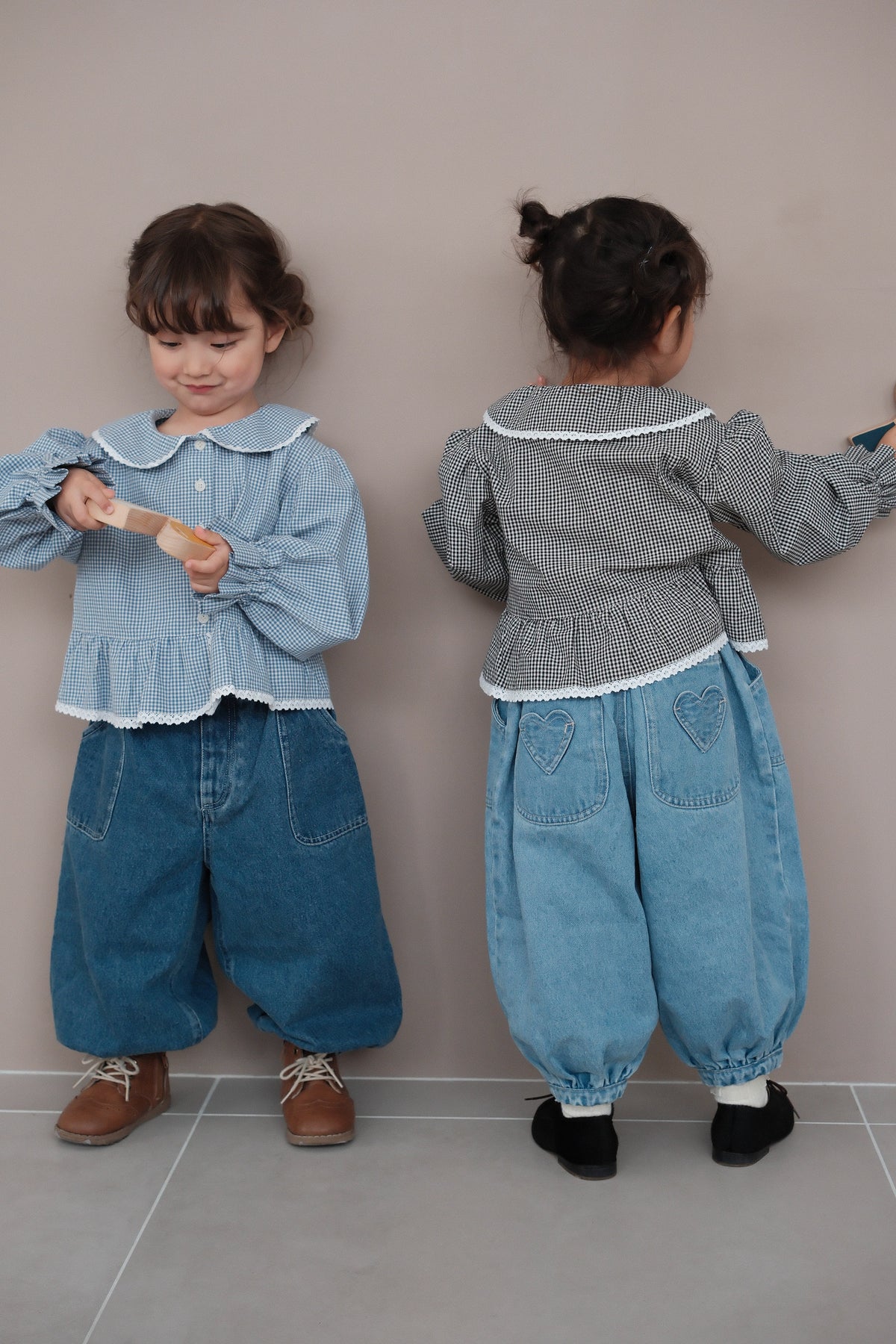 26AW Ballon denim with heart pockets