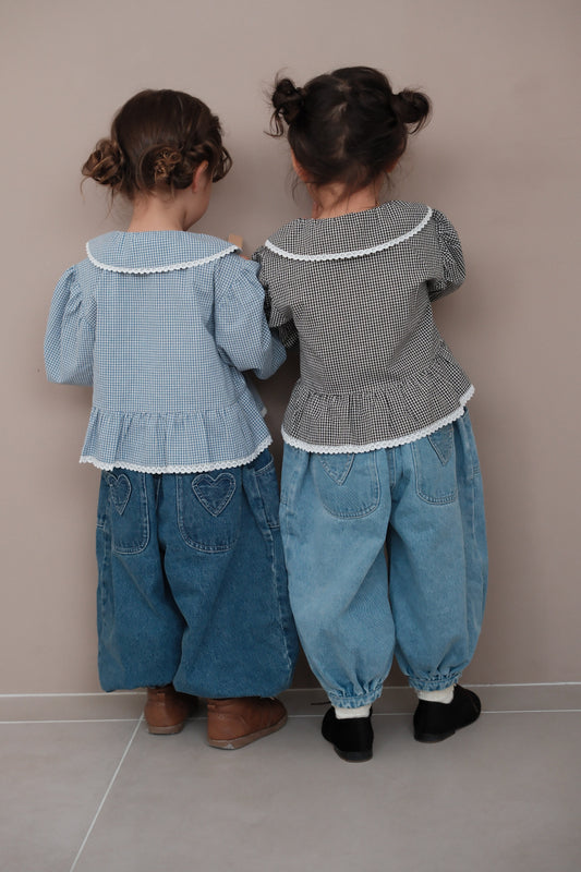 26AW Ballon denim with heart pockets