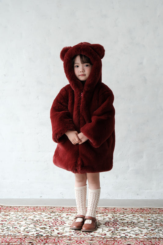 24AW Furry hooded coat