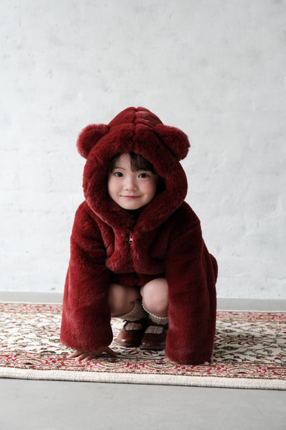 24AW Furry hooded coat