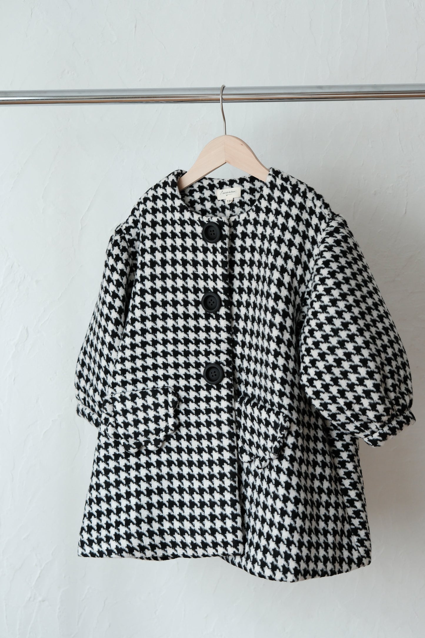 25AW Houndstooth lantern sleeve coat