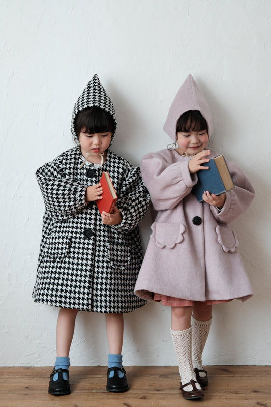25AW Houndstooth lantern sleeve coat