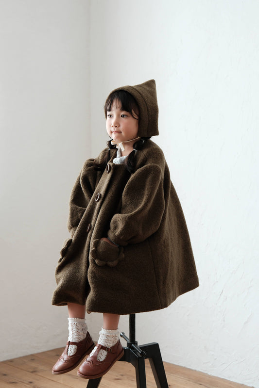 25AW Lantern sleeve coat  (Green olive )