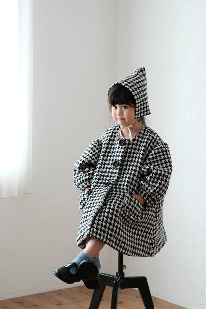 25AW Houndstooth lantern sleeve coat