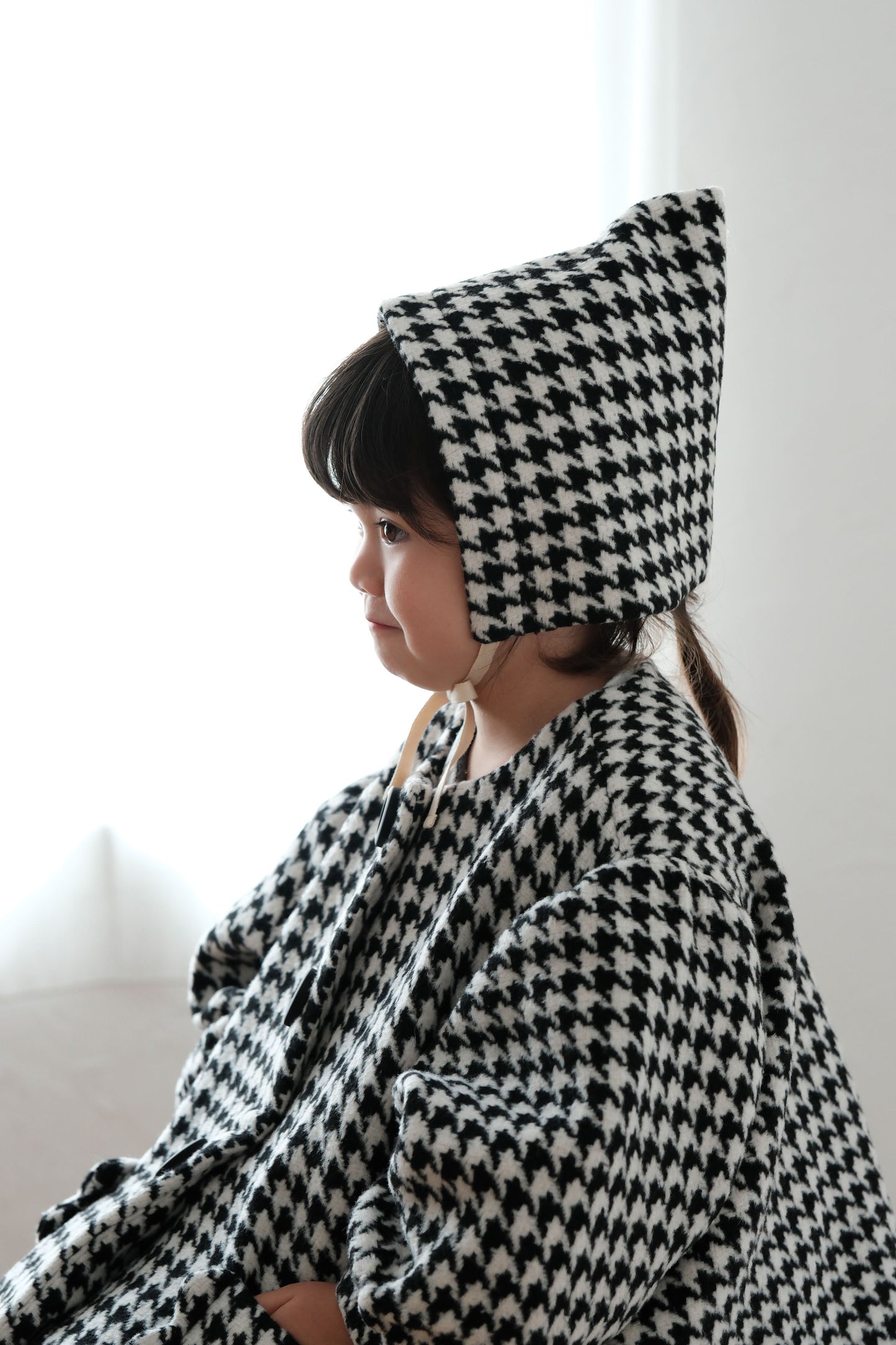 25AW Houndstooth lantern sleeve coat