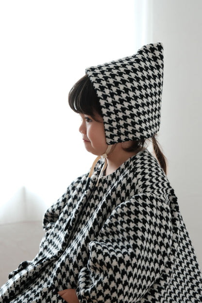 25AW Houndstooth lantern sleeve coat