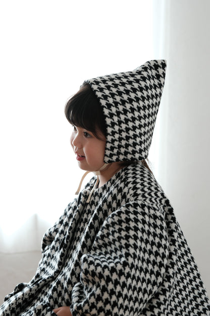 25AW Houndstooth lantern sleeve coat