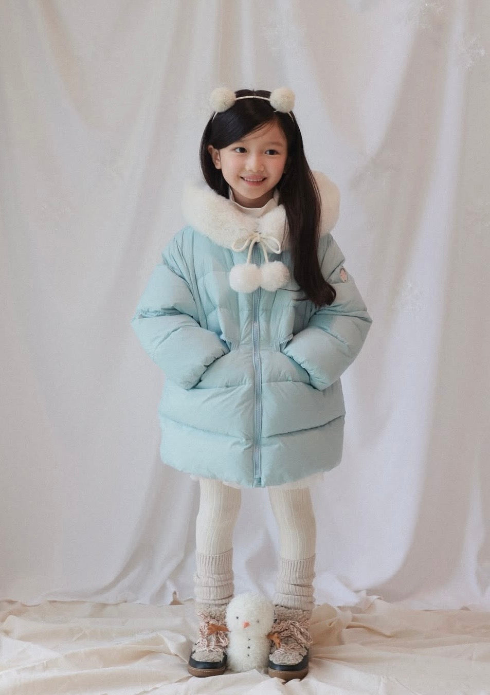 Mes Kids x Pulev 26AW Pompom Down Jacket milk soda