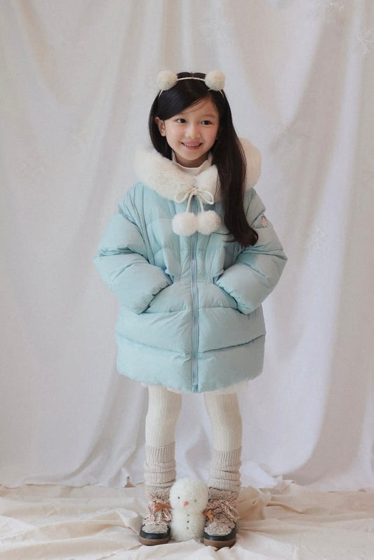 Mes Kids x Pulev 26AW Pompom Down Jacket milk soda
