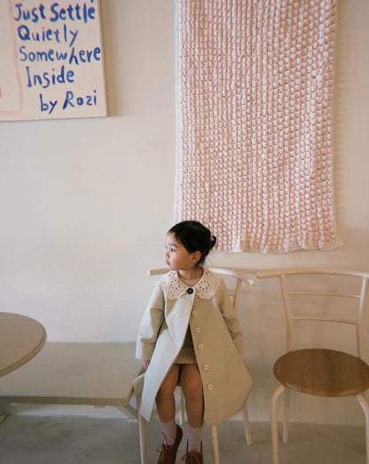 Mes Kids X The Front Shop lace collar trench coat