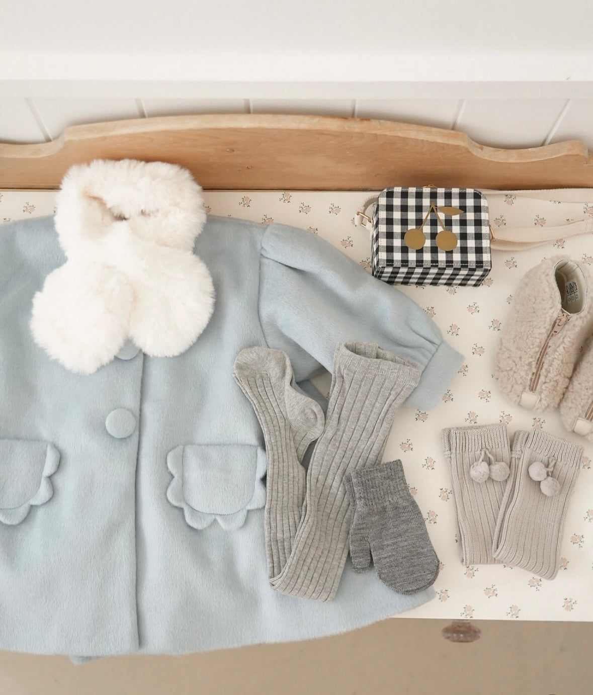 Mes kids x Pulev  wool coat with fur collar