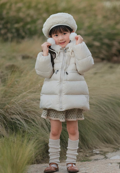 Mes kids x Pulev  pompom down jacket- milk gray