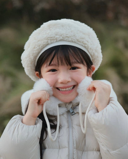 Mes kids x Pulev  pompom down jacket- milk gray